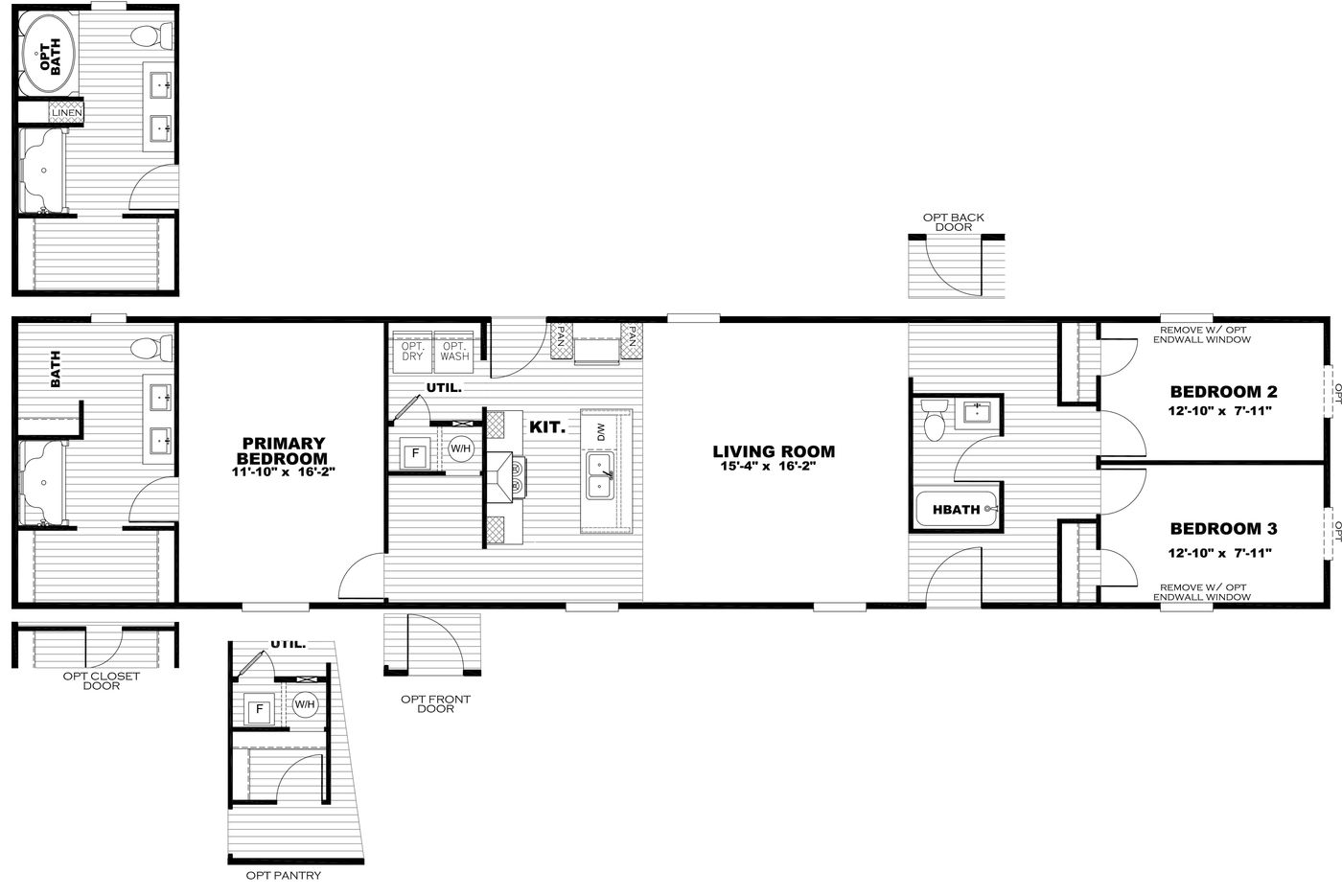 Bonham Sensation New Single Wide Mobile Home Floor Plan Granger