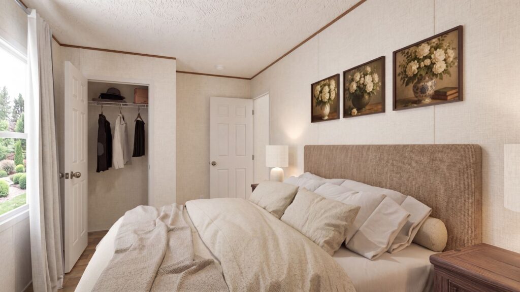 The BIRCH Guest Bedroom. This Manufactured Mobile Home features 3 bedrooms and 2 baths.